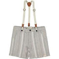 Captain Grey Herringbone Shorts With Removable Suspenders - Select Size