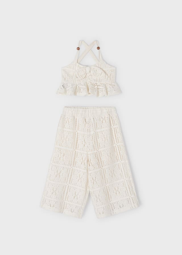 Chickpea 2-Piece Crochet Set Cropped Pants & Top - Select Size