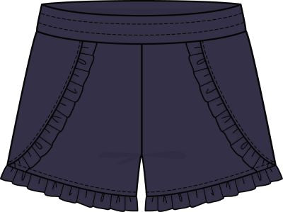 Navy Terry Ruffle Shorts -Select Size