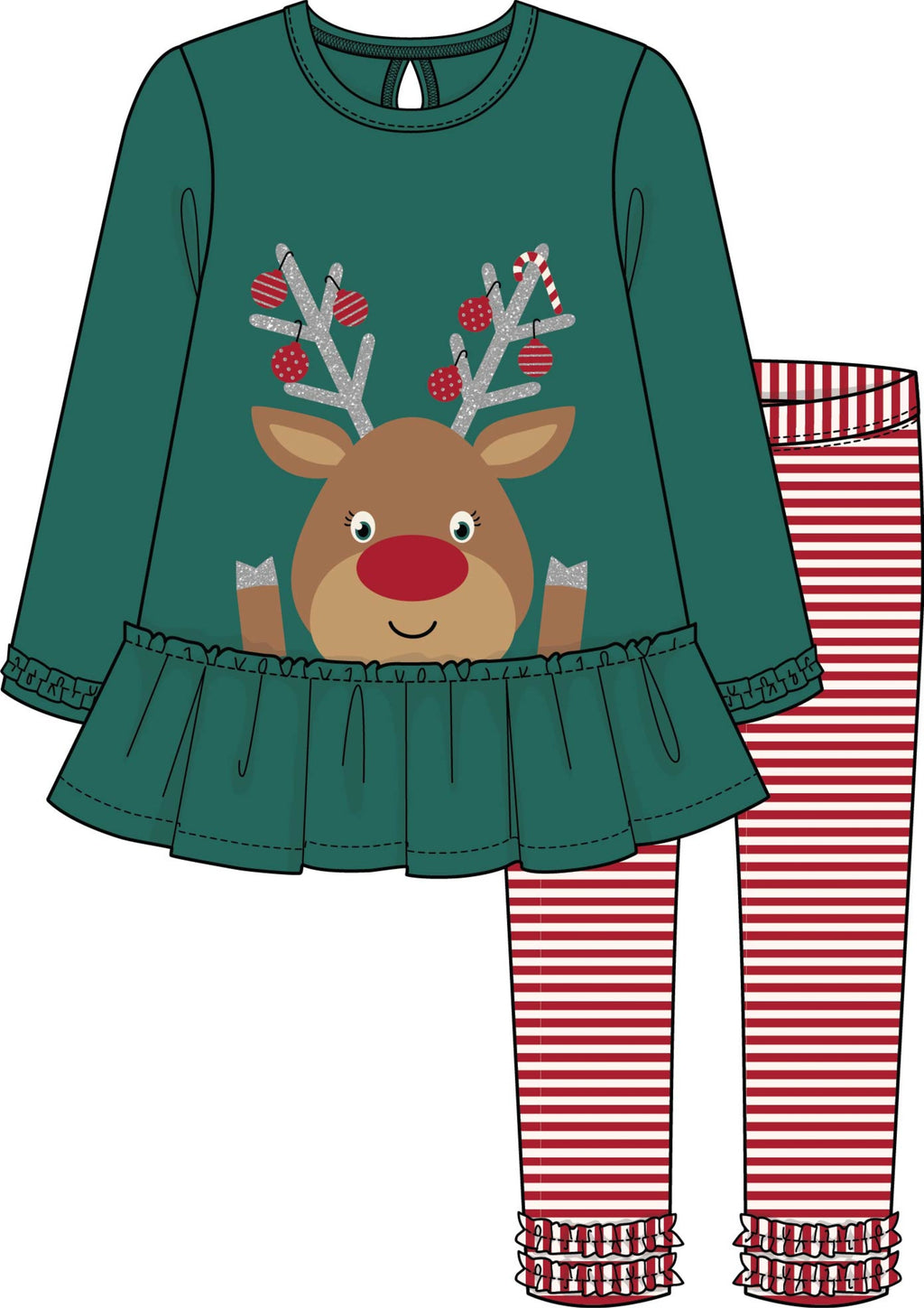 Reindeer Peplum Tunic with Shine Print Leggings - Select Size