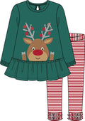 Reindeer Peplum Tunic with Shine Print Leggings - Select Size