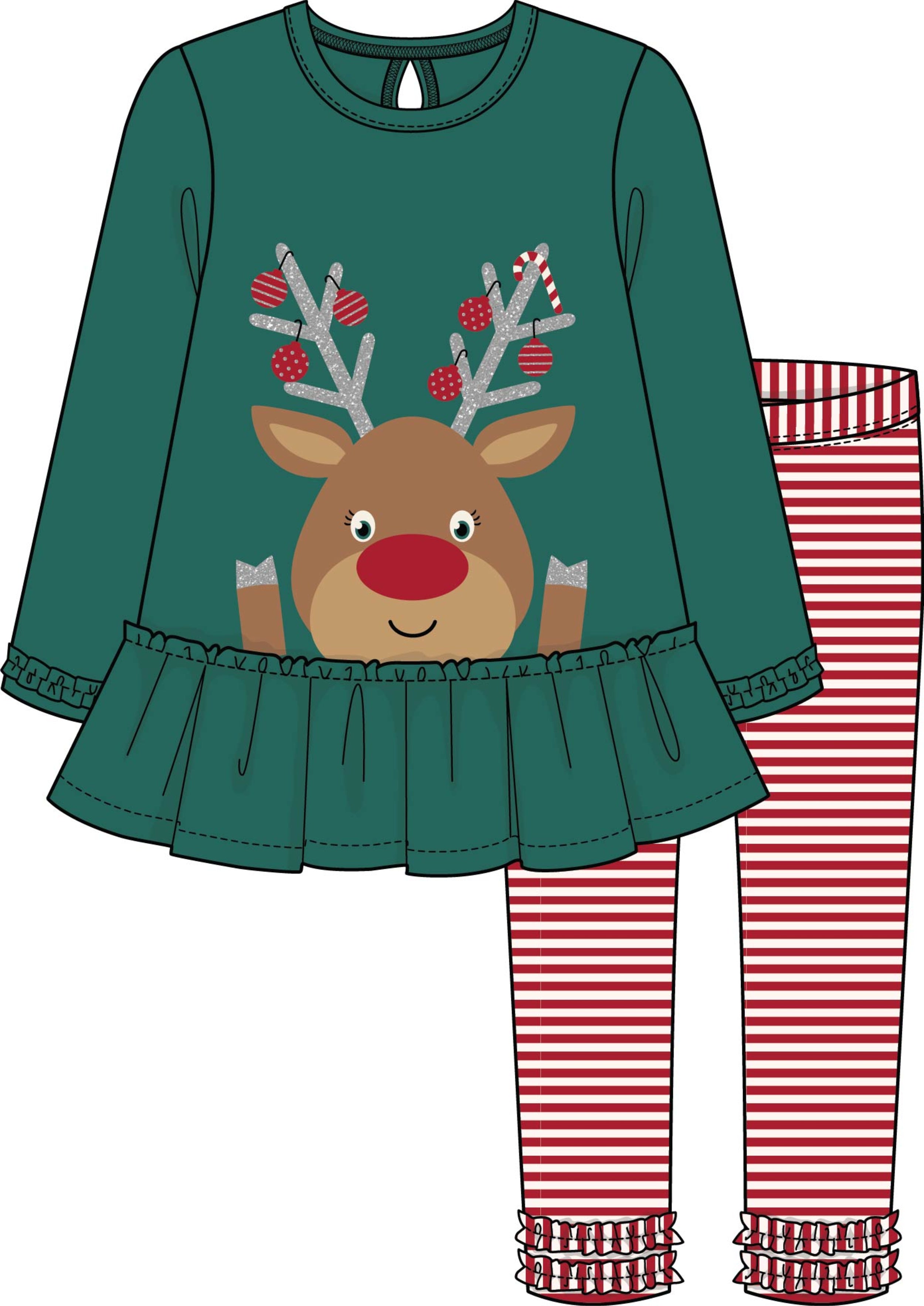 Reindeer Peplum Tunic with Shine Print Leggings - Select Size