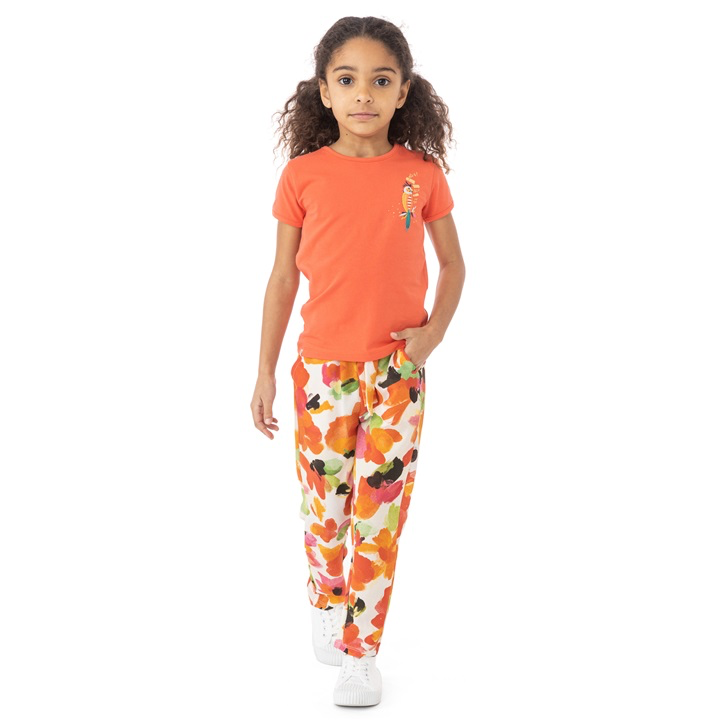 Noruk Yellow & Coral Floral Pant - Select Size